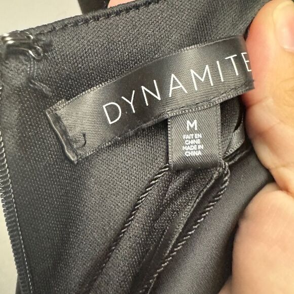 💎 Dynamite Satin Crossfront Mini Dress Black - Picture 4 of 8